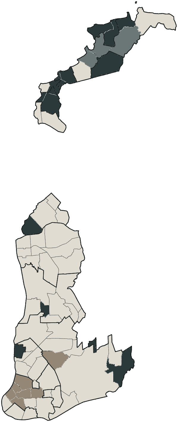 Mapa de Belém com o partido mais votado em cada bairro para Deputado federal, 2026