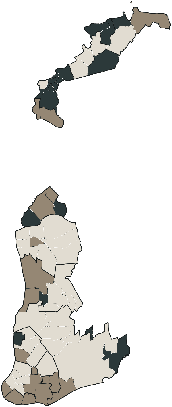 Mapa de Belém com o partido mais votado em cada bairro para Governador, 2026
