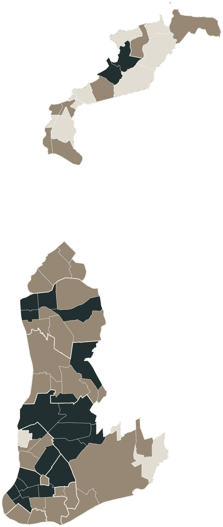 Mapa de Belém com o candidato a presidente mais votado em cada bairro, 2022