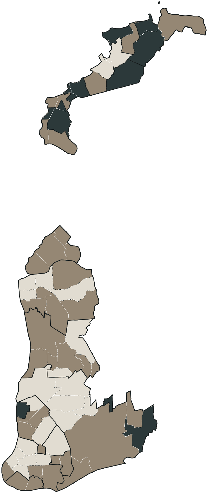 Mapa de Belém com o candidato a presidente mais votado em cada bairro, 2022