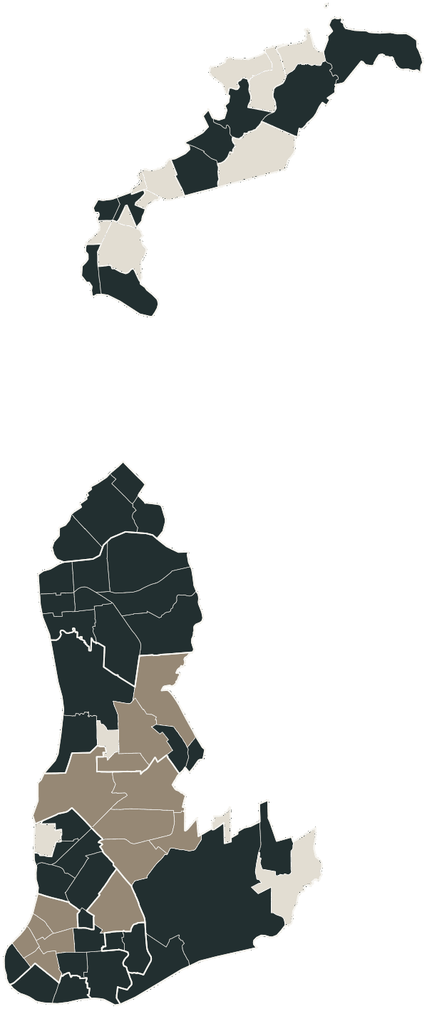 Mapa de Belém com o partido mais votado em cada bairro para Senado (2 vagas), 2026