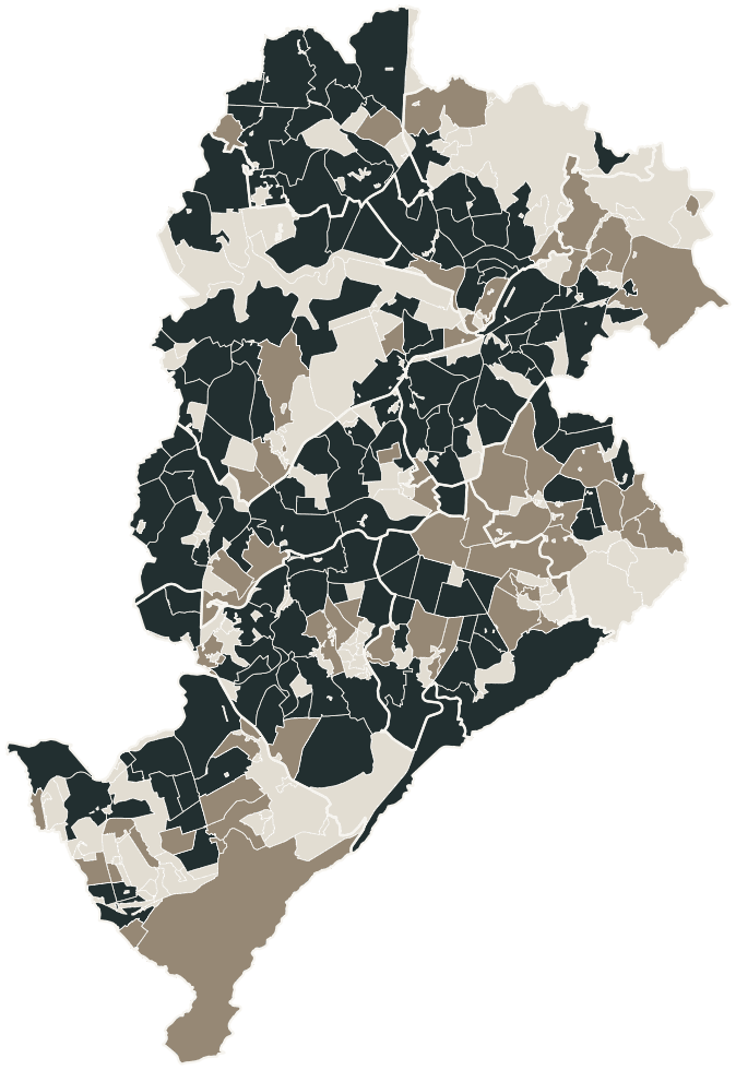 Mapa de Belo Horizonte com o candidato a presidente mais votado em cada bairro, 2022