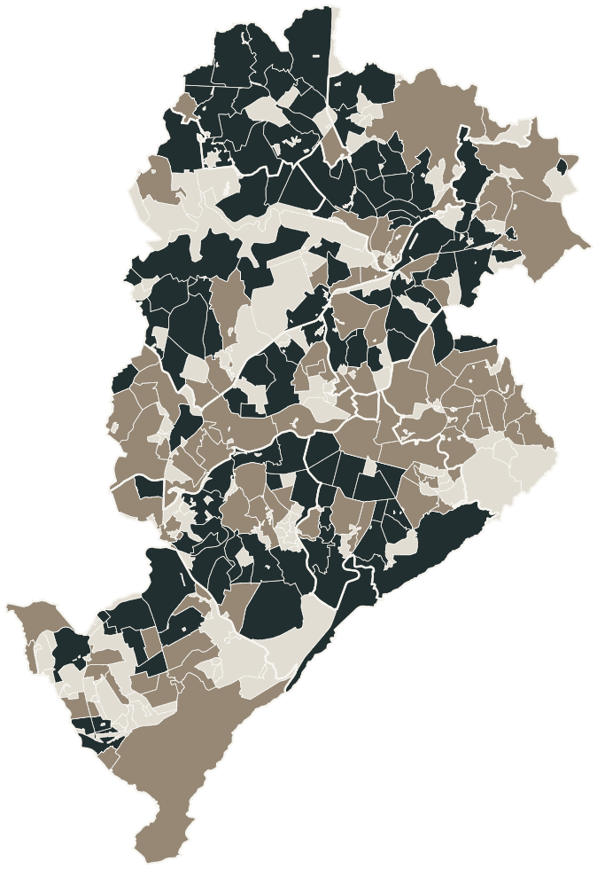Mapa de Belo Horizonte com o partido mais votado em cada bairro para Senado (2 vagas), 2026