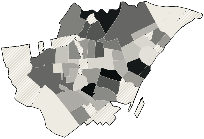 Mapa de Boa Vista com o percentual de brancos e nulos para presidente por bairro em 2026
