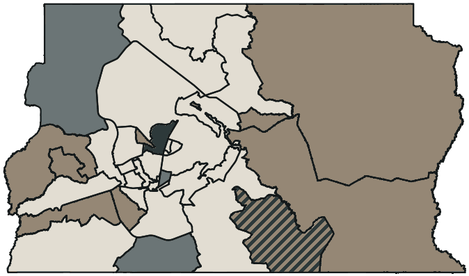 Mapa de Brasília com o partido mais votado em cada RA para Deputado distrital, 2026