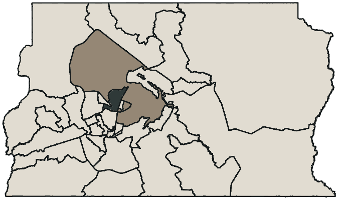 Mapa de Brasília com o partido mais votado em cada RA para Governador, 2026