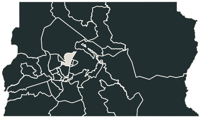Mapa de Brasília com o candidato a presidente mais votado em cada RA, 2022