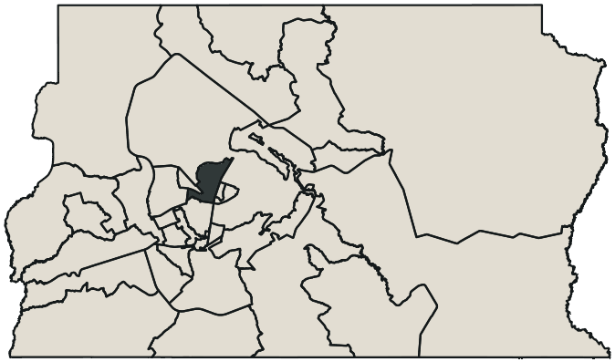 Mapa de Brasília com o candidato a presidente mais votado em cada RA, 2022
