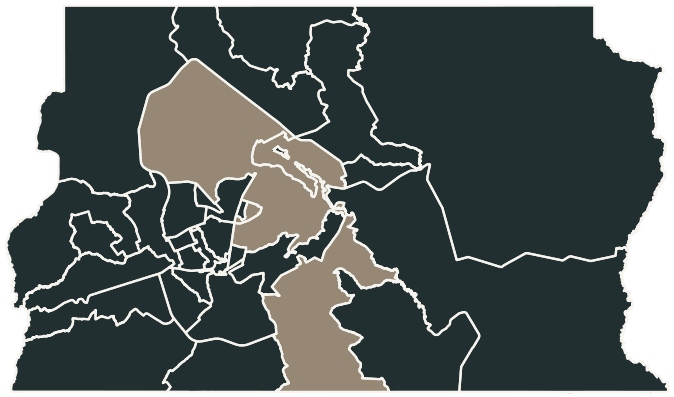 Mapa de Brasília com o partido mais votado em cada RA para Senado (2 vagas), 2026