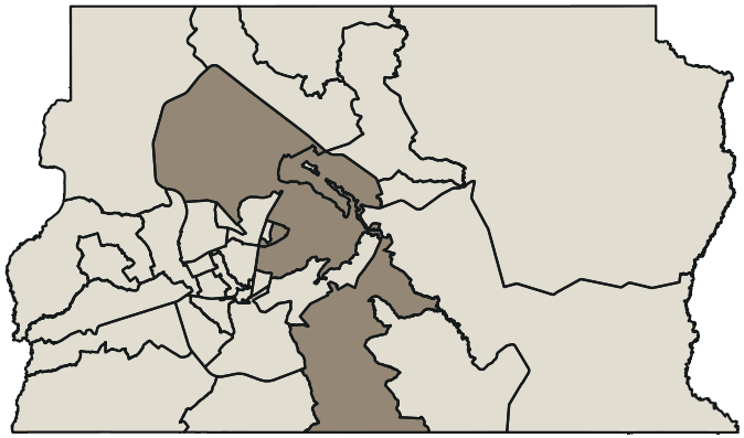 Mapa de Brasília com o partido mais votado em cada RA para Senado (2 vagas), 2026