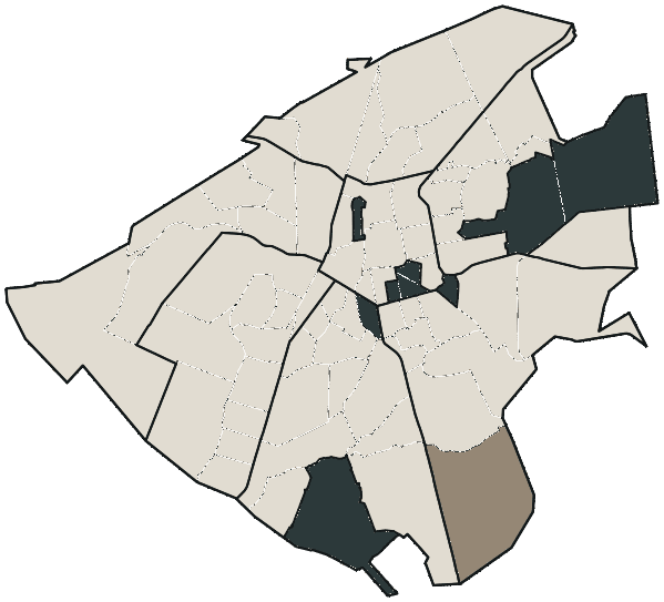 Mapa de Campo Grande com o partido mais votado em cada bairro para Deputado estadual, 2026