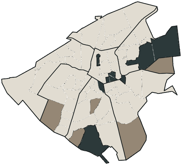 Mapa de Campo Grande com o partido mais votado em cada bairro para Deputado federal, 2026