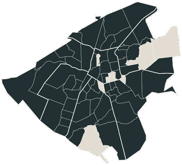 Mapa de Campo Grande com o partido mais votado em cada bairro para Governador, 2026