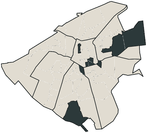 Mapa de Campo Grande com o partido mais votado em cada bairro para Governador, 2026