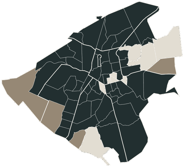 Mapa de Campo Grande com o candidato a presidente mais votado em cada bairro, 2022
