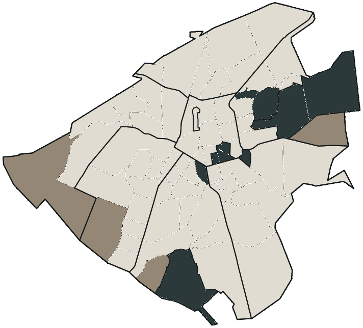 Mapa de Campo Grande com o candidato a presidente mais votado em cada bairro, 2022