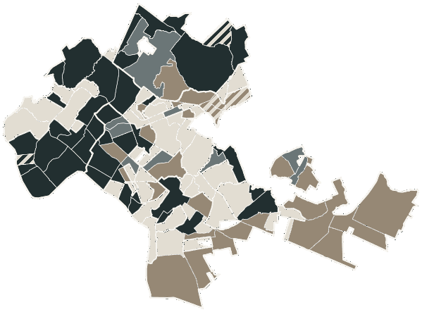 Mapa de Cuiabá com o partido mais votado em cada bairro para Deputado estadual, 2026