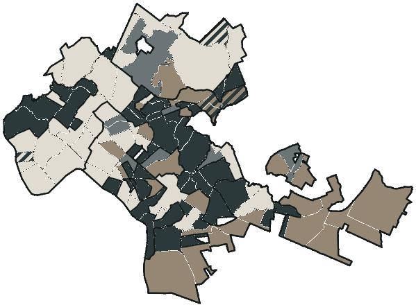 Mapa de Cuiabá com o partido mais votado em cada bairro para Deputado estadual, 2026