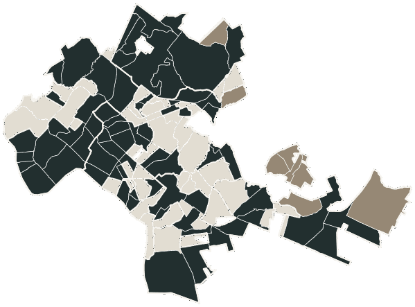 Mapa de Cuiabá com o partido mais votado em cada bairro para Deputado federal, 2026