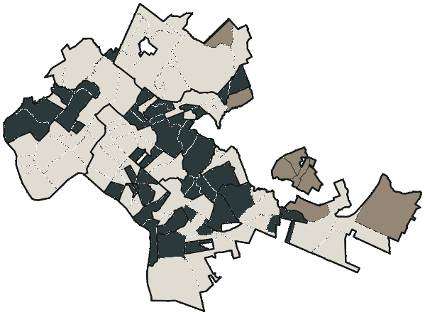 Mapa de Cuiabá com o partido mais votado em cada bairro para Deputado federal, 2026
