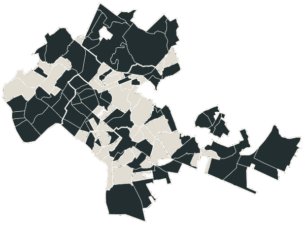 Mapa de Cuiabá com o partido mais votado em cada bairro para Governador, 2026
