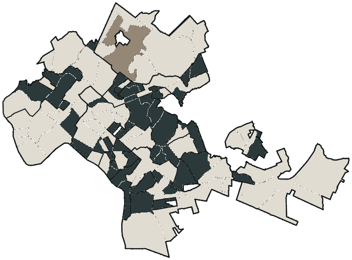 Mapa de Cuiabá com o candidato a presidente mais votado em cada bairro, 2018