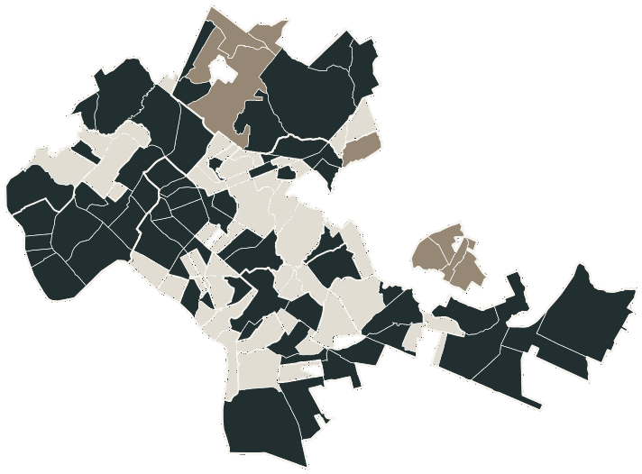 Mapa de Cuiabá com o candidato a presidente mais votado em cada bairro, 2022