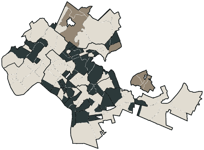 Mapa de Cuiabá com o candidato a presidente mais votado em cada bairro, 2022