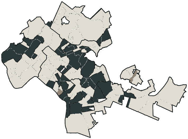 Mapa de Cuiabá com o candidato a presidente mais votado em cada bairro, 2026