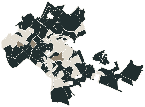 Mapa de Cuiabá com o partido mais votado em cada bairro para Senado (2 vagas), 2026