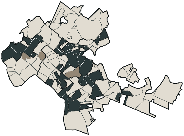 Mapa de Cuiabá com o partido mais votado em cada bairro para Senado (2 vagas), 2026