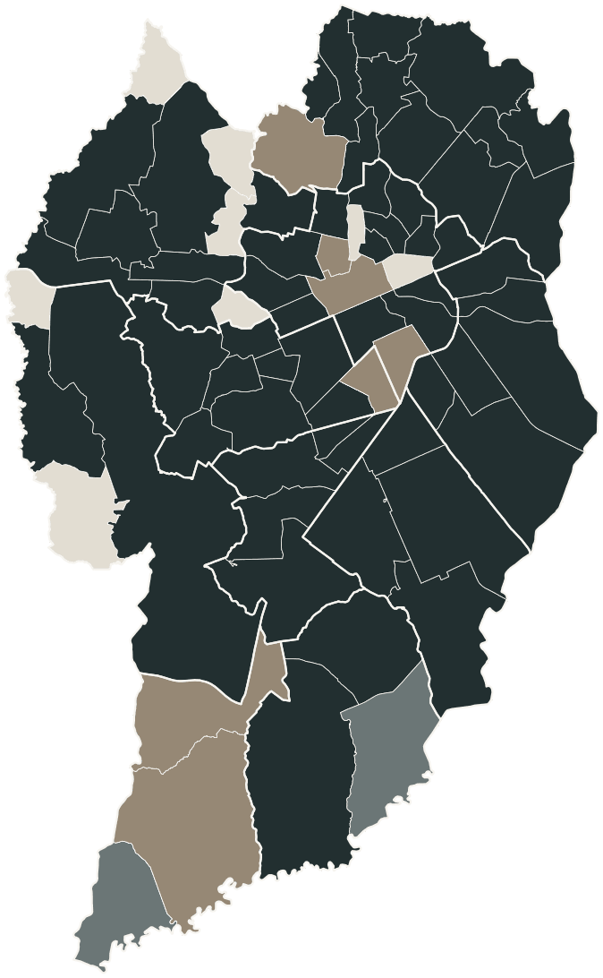 Mapa de Curitiba com o partido mais votado em cada bairro para Deputado federal, 2026
