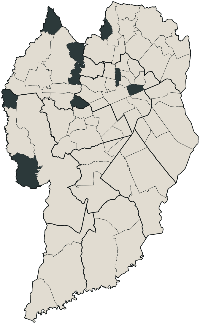 Mapa de Curitiba com o candidato a presidente mais votado em cada bairro, 2018