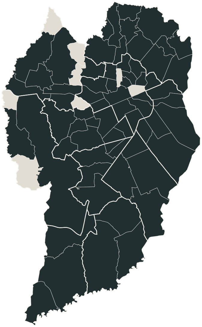 Mapa de Curitiba com o candidato a presidente mais votado em cada bairro, 2022