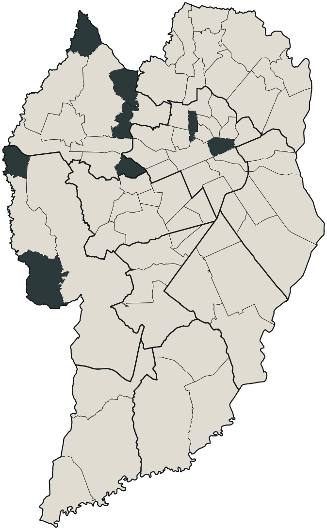Mapa de Curitiba com o candidato a presidente mais votado em cada bairro, 2022