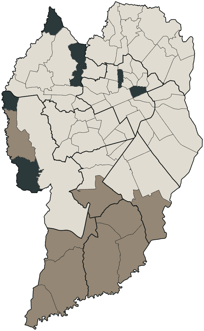 Mapa de Curitiba com o partido mais votado em cada bairro para Senado (2 vagas), 2026