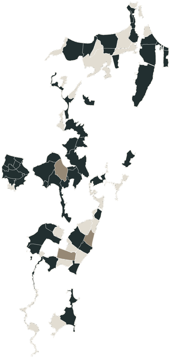 Mapa de Florianópolis com o partido mais votado em cada bairro para Governador, 2026