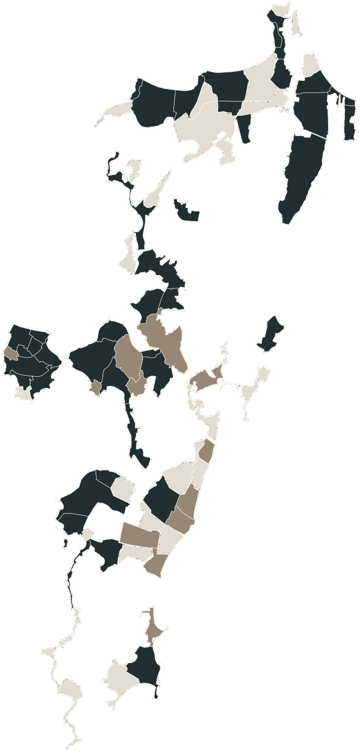 Mapa de Florianópolis com o candidato a presidente mais votado em cada bairro, 2026