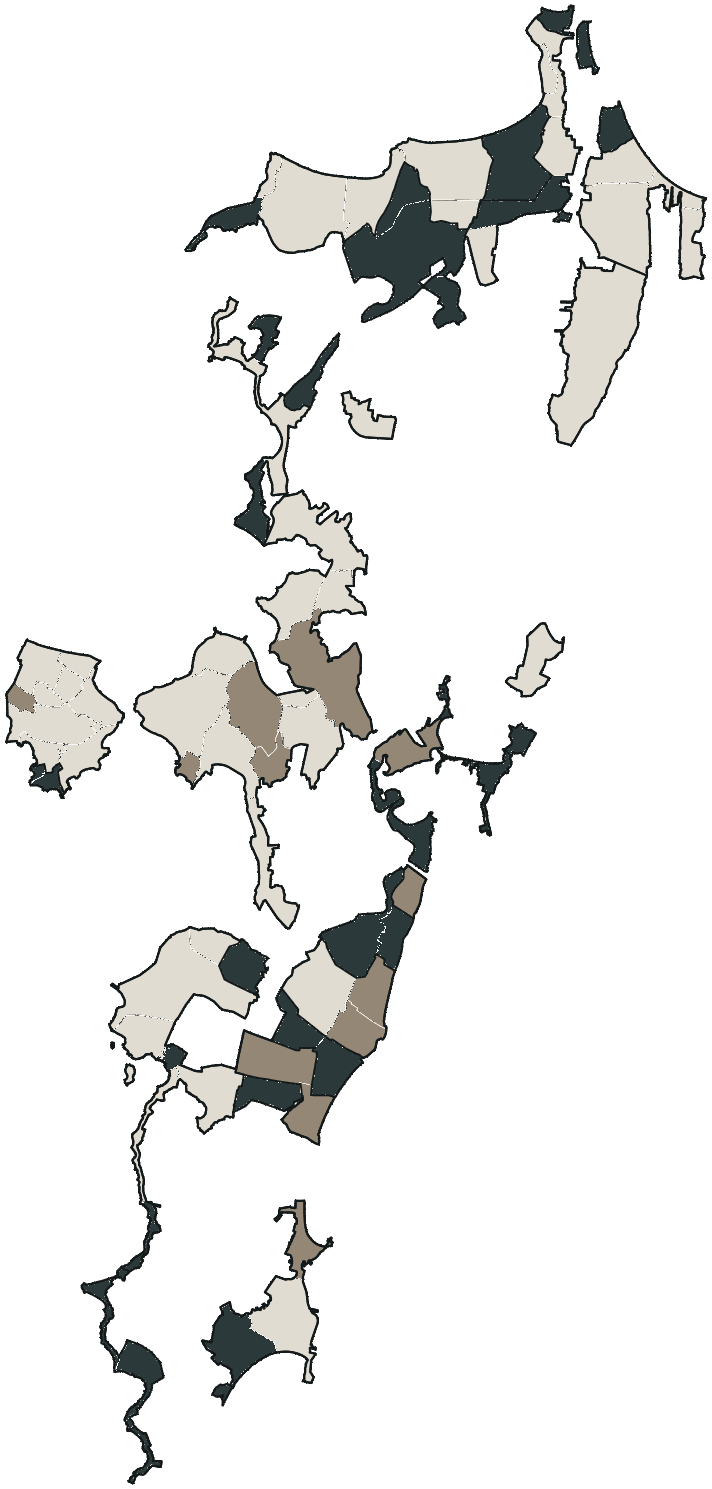 Mapa de Florianópolis com o candidato a presidente mais votado em cada bairro, 2026