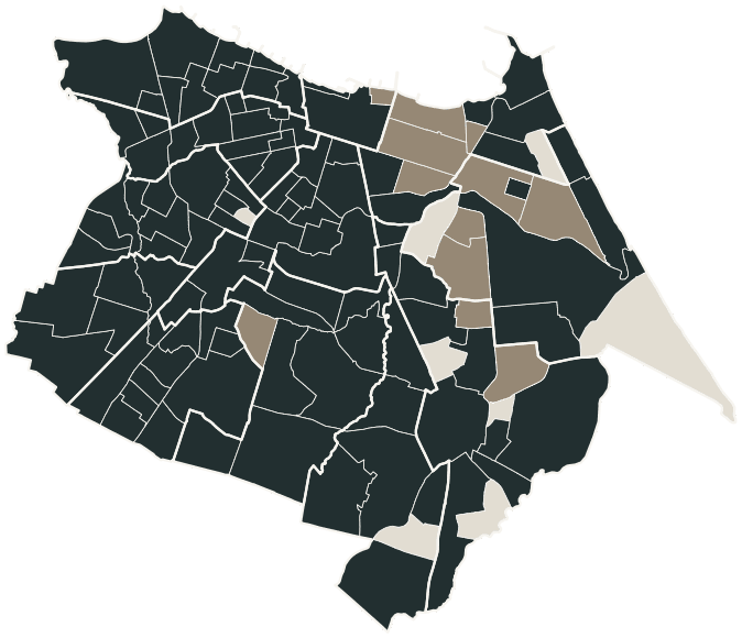Mapa de Fortaleza com o candidato a presidente mais votado em cada bairro, 2018