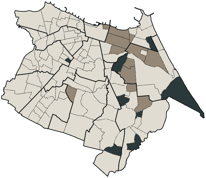 Mapa de Fortaleza com o candidato a presidente mais votado em cada bairro, 2018