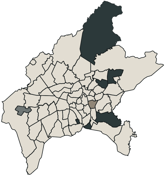 Mapa de Goiânia com o partido mais votado em cada subdistrito para Senado (2 vagas), 2026