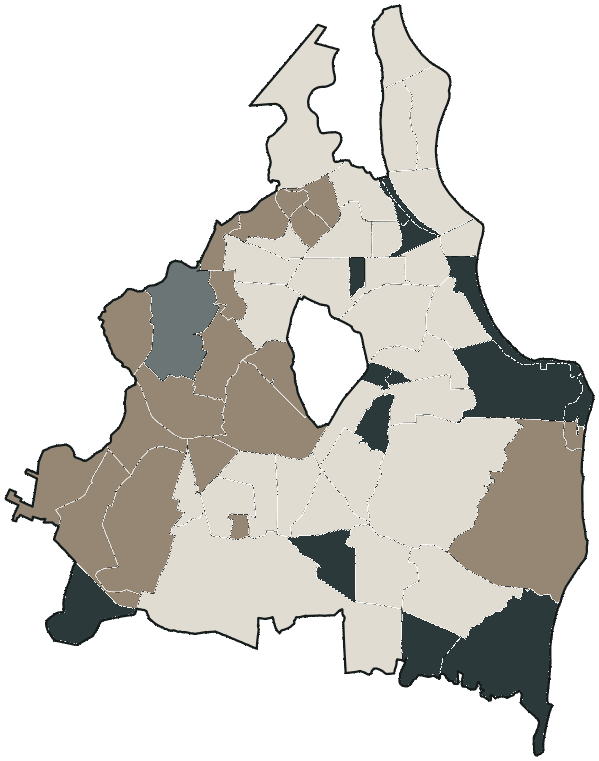Mapa de João Pessoa com o partido mais votado em cada bairro para Deputado estadual, 2026