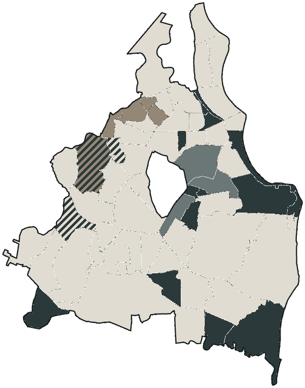Mapa de João Pessoa com o partido mais votado em cada bairro para Deputado federal, 2026