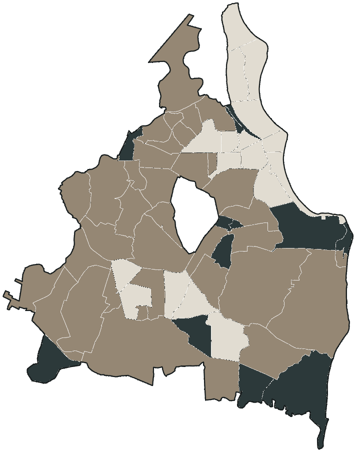 Mapa de João Pessoa com o candidato a presidente mais votado em cada bairro, 2022