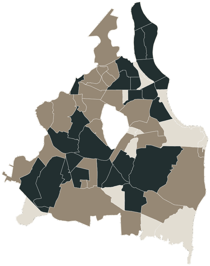 Mapa de João Pessoa com o candidato a presidente mais votado em cada bairro, 2026
