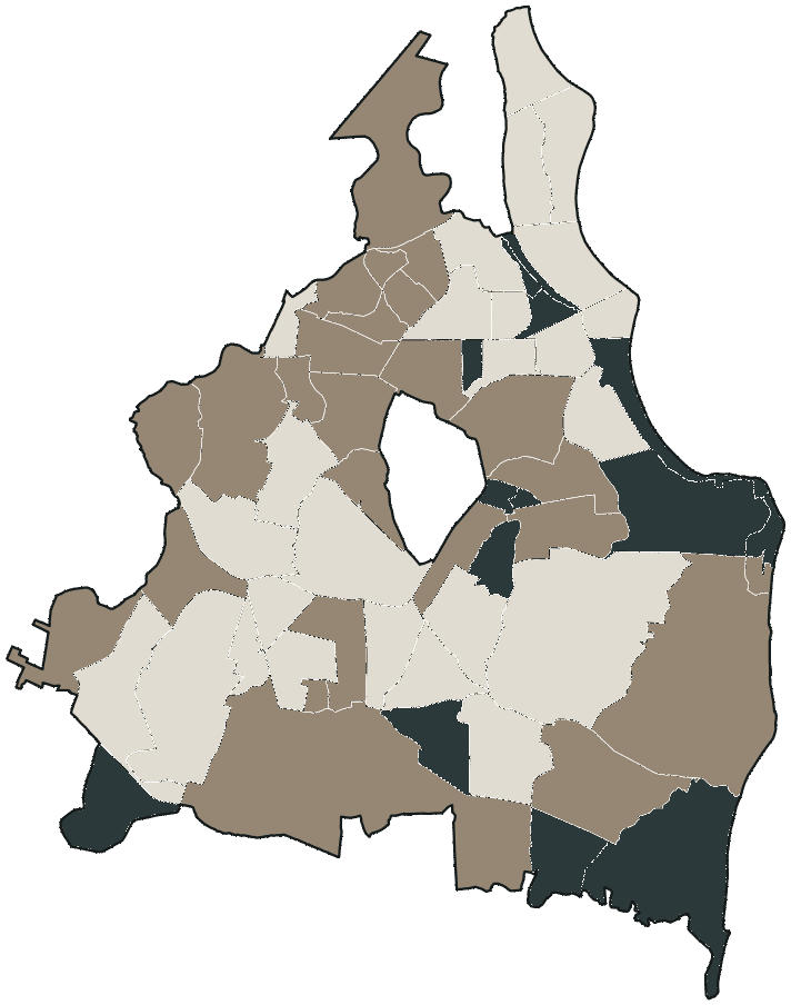 Mapa de João Pessoa com o candidato a presidente mais votado em cada bairro, 2026