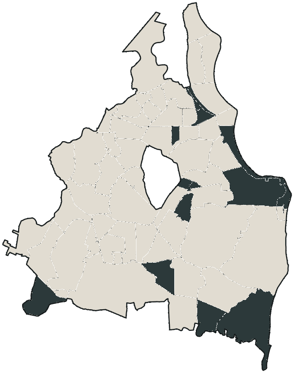 Mapa de João Pessoa com o partido mais votado em cada bairro para Senado (2 vagas), 2026