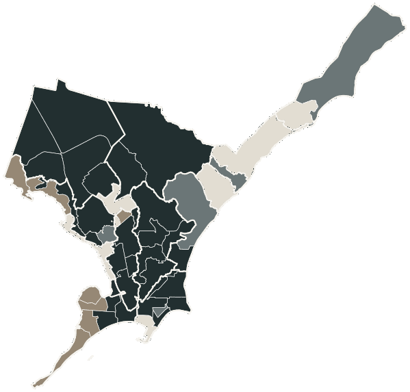 Mapa de Maceió com o partido mais votado em cada bairro para Deputado federal, 2026