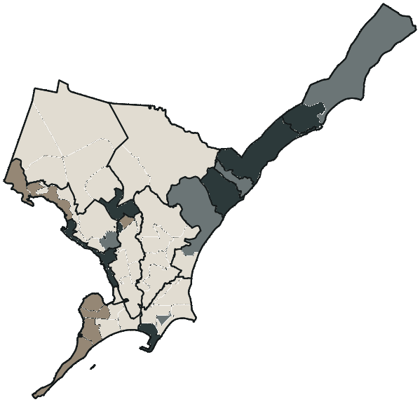 Mapa de Maceió com o partido mais votado em cada bairro para Deputado federal, 2026
